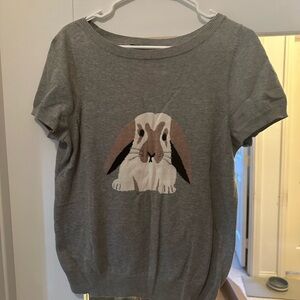 Dorothy Perkins Gray Short Sleeve Bunny Knit Top